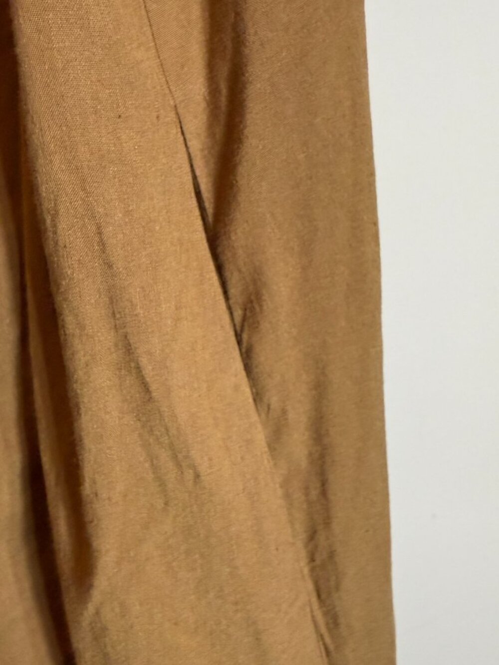 Vince Linen Square Neck A-Line Midi Dress Women's Large Brown Minimalist Chic - Picture 10 of 16
